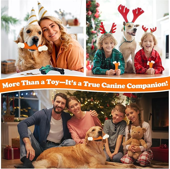 6-Pack Indestructible Dog Toys for Aggressive Chewers: Peanut Butter Flavored Hard Nylon Bone Chew Toys, Tough Dog Chew Toys, Dog Toys to Keep Them Busy for Medium Large Dogs, Orange