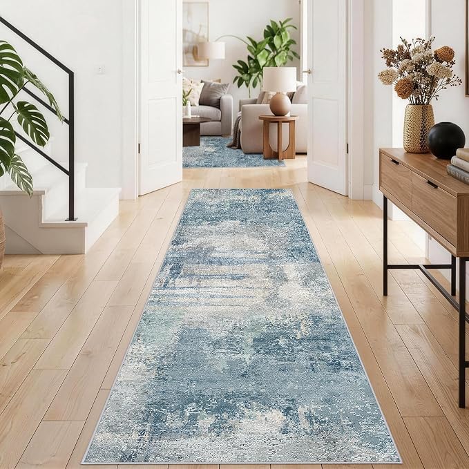 Abstract Rug Runners 2x8 Washable: Modern Rugs Non Slip