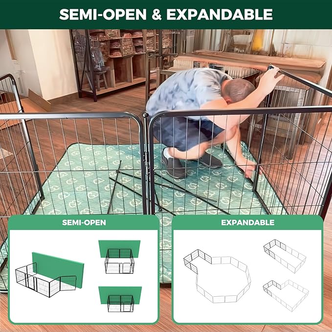 FXW Homeplus Unleashed Indoor Dog Playpen - Stress-Free and Safe Play, Heavy Duty 24 Inch 12 Panels Dog Pen for Puppy and Small Dogs, Black│Patented