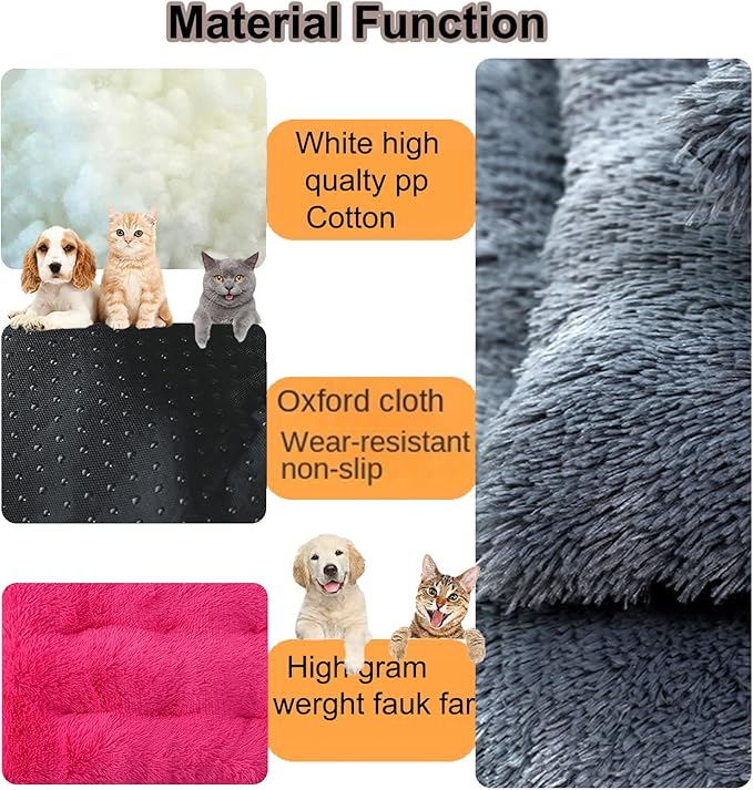 Dog Crate Mat, Dog Bed for Large Dogs, Comfy Fluffy Kennel Pad Anti-Slip for Dog beds & Furniture, Quilted Dog Bed for Pets for Medium/Small Dogs Cats (Color : Rose, Size : 25x18)