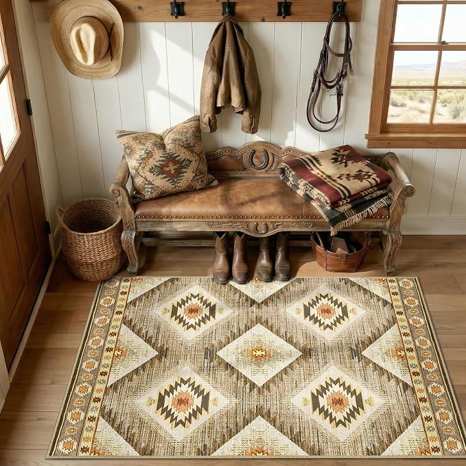 BESTSWEETIE Area Rug 3x5 Machine Washable Non-Slip Low Pile Print Pattern