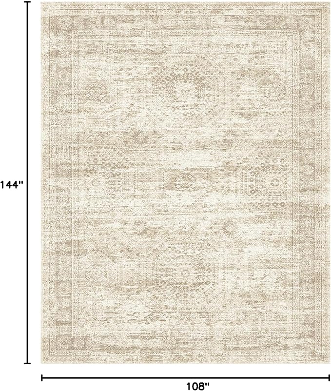 Soalmost 9x12 Area Rugs for Living Room, Non Slip Machine Washable Vintage Rugs