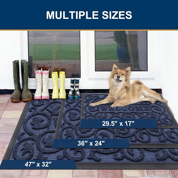 Smiry Welcome Door Mat Outside Entrance, Heavy Duty Trap Dirt and Moisture Easy