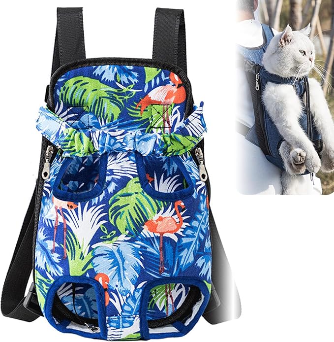 Portable Pet Carrier Backpack, Adjustable Pet Front Cat Dog Carrier Backpack Travel Bag for Small Medium Dogs Cats Puppies, Cat Backpack Carrier for Hiking Cycling (H, S)