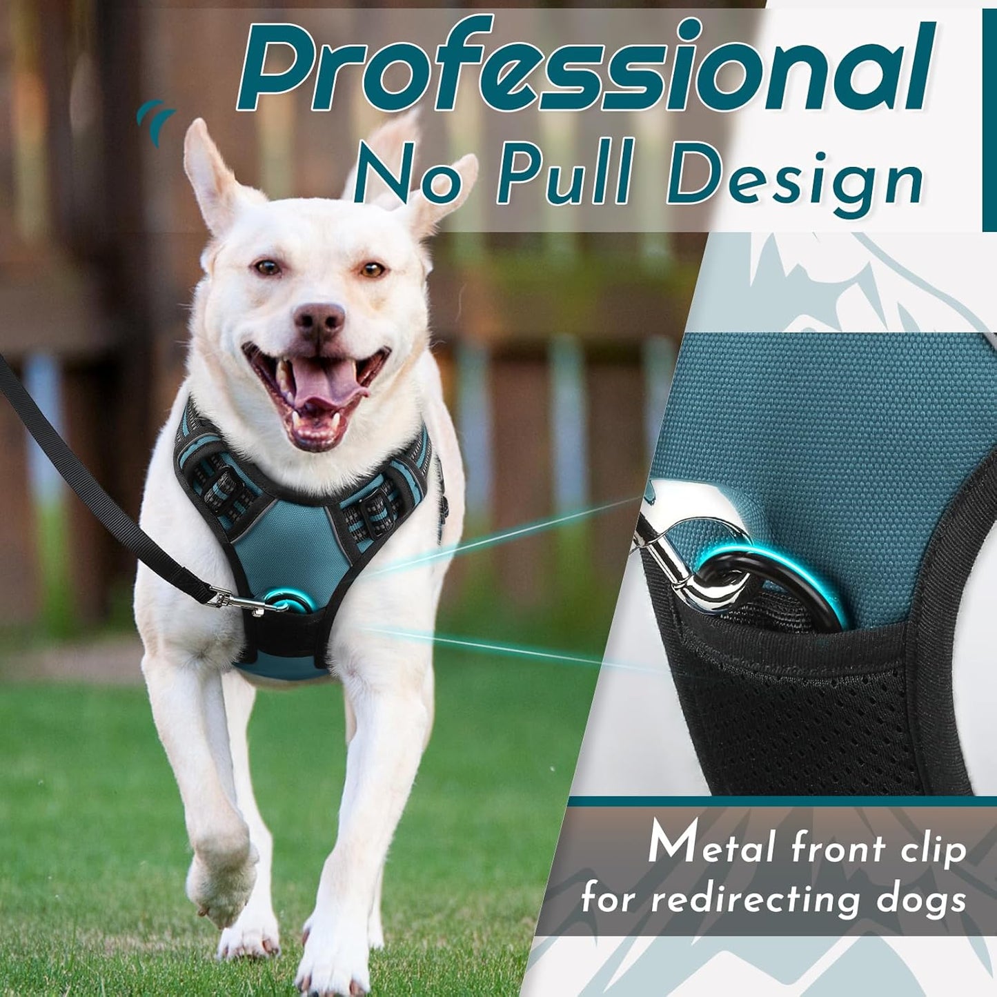 Eagloo Dog Harness Small Sized Dog, No Pull Service Vest with Reflective Strips and Control Handle, Adjustable and Comfortable for Easy Walking, No Choke Pet Harness with 2 Metal Rings, Dark Green, S