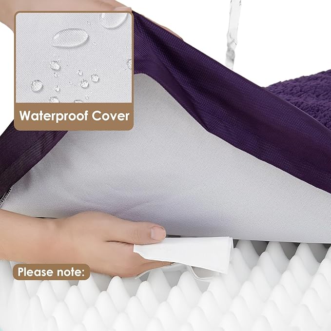 EHEYCIGA Orthopedic Dog Beds for Large Dogs with Removable Washable Cover for Crate, Purple, 35x23