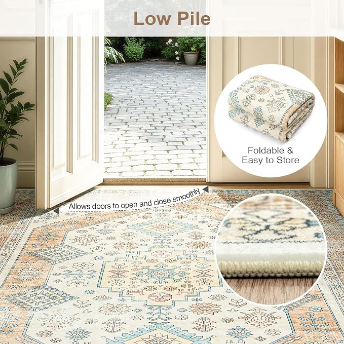 Lofus Vintage Living Room Rugs 5x7, Soft Machine Washable Area Rug