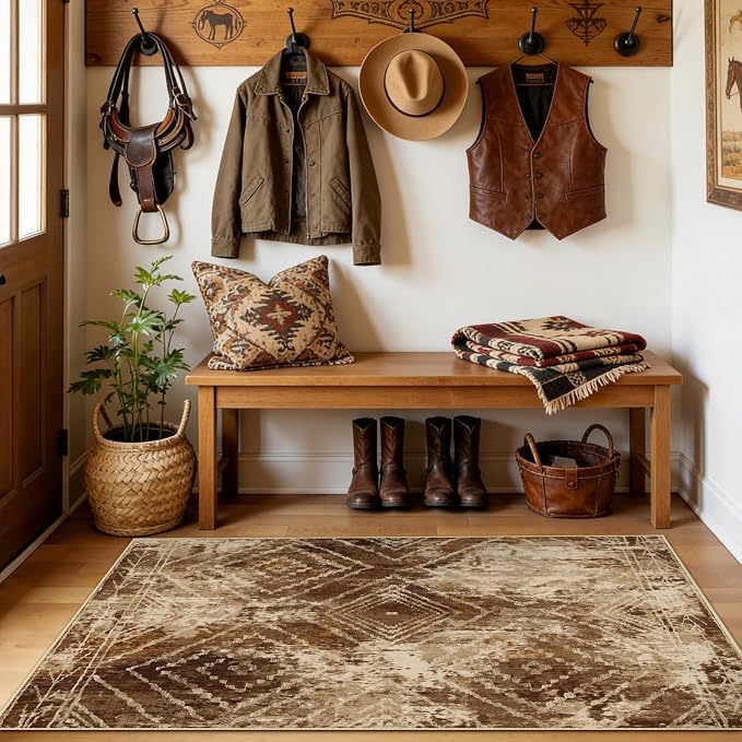 BESTSWEETIE Area Rug 3x5 Rug Machine Washable Non-Slip Low Pile Print Pattern