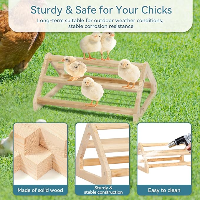 PETSFIT Chick Perch Prevent Rotation Design, Strong Wooden Roosting Bar, Easy to Assemble and Clean, Fun Toys for Chick