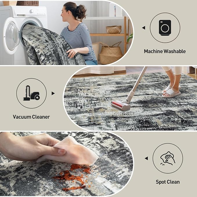 8x10 Area Rugs Washable Rug: Large Modern Abstract Living Room Rug Soft
