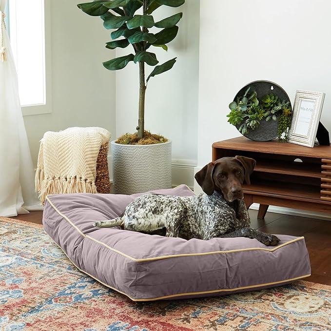 South Pine Porch Buddy Reversible Rectangle Pillow Style Microfiber Dog Bed with Removable, Machine-Washable Cover, Smoke, Medium (42 in. x 30 in.)