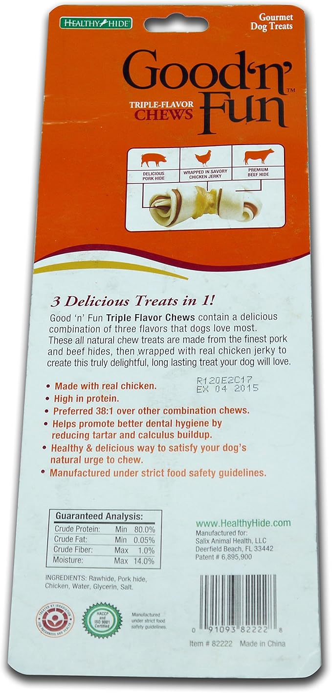 Good 'N' Fun Triple Flavor Mini Rawhide Chews, 7-Count