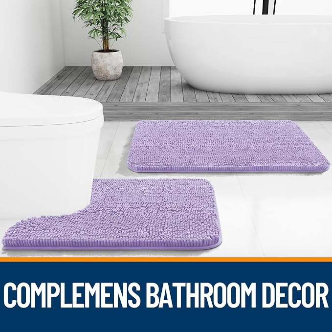 OLANLY Bathroom Runner Rugs 59x24, Soft Absorbent Chenille Bath Rugs, Rubber