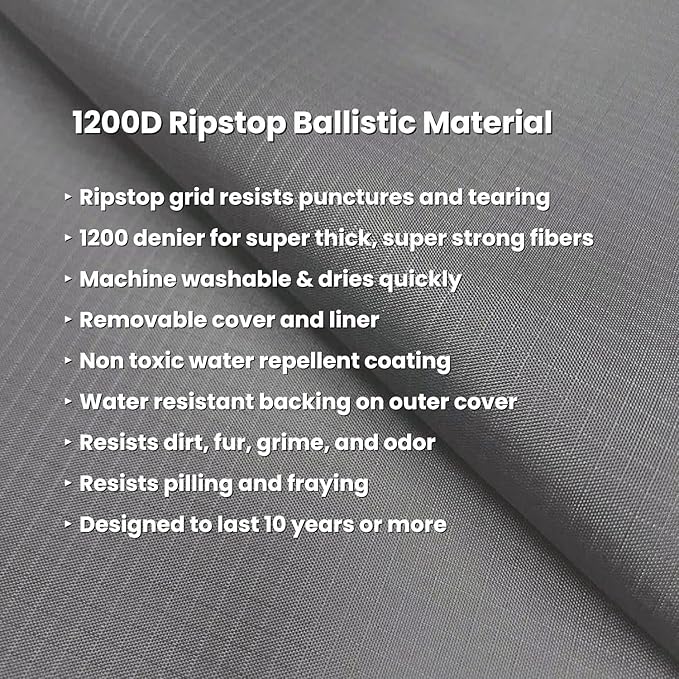 K9 Ballistics Tough Rectangle Pillow Dog Bed - Removable Cover, Washable, Durable & Water Resistant Dog Bed - X-Large, Sage Green