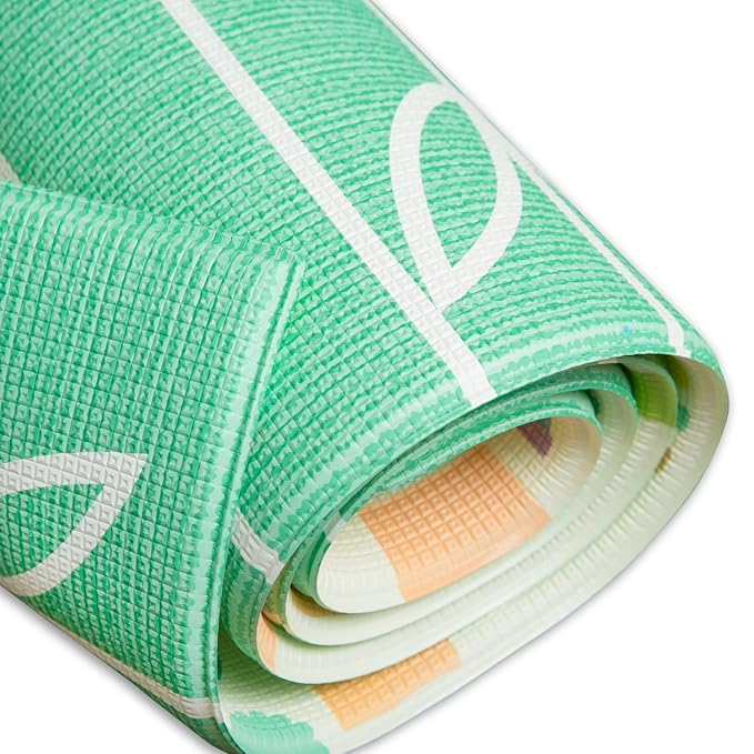 Baby Care Play Mat (Large, Sea Petals - Green) Original One-Piece Reversible Rollable Waterproof Play Mat for Infants, Babies, Toddler, and Kids