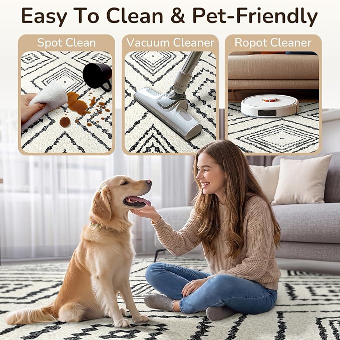 BESTSWEETIE Area Rug 2x6 Rug Machine Washable Non-Slip Low Pile Print Pattern