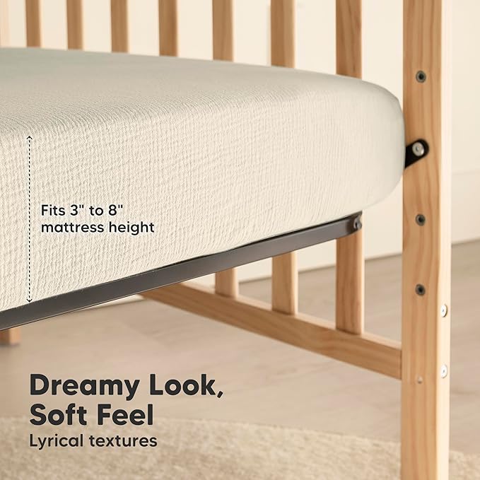 KeaBabies 2-Pack Muslin Crib Sheets for Boys, Girls - 100% Organic Cotton Fitted Baby Crib Mattress Sheet, Soft Breathable Standard Toddler Bed Cover Bedding Set, Neutral, Durable 52x28 (Willow)