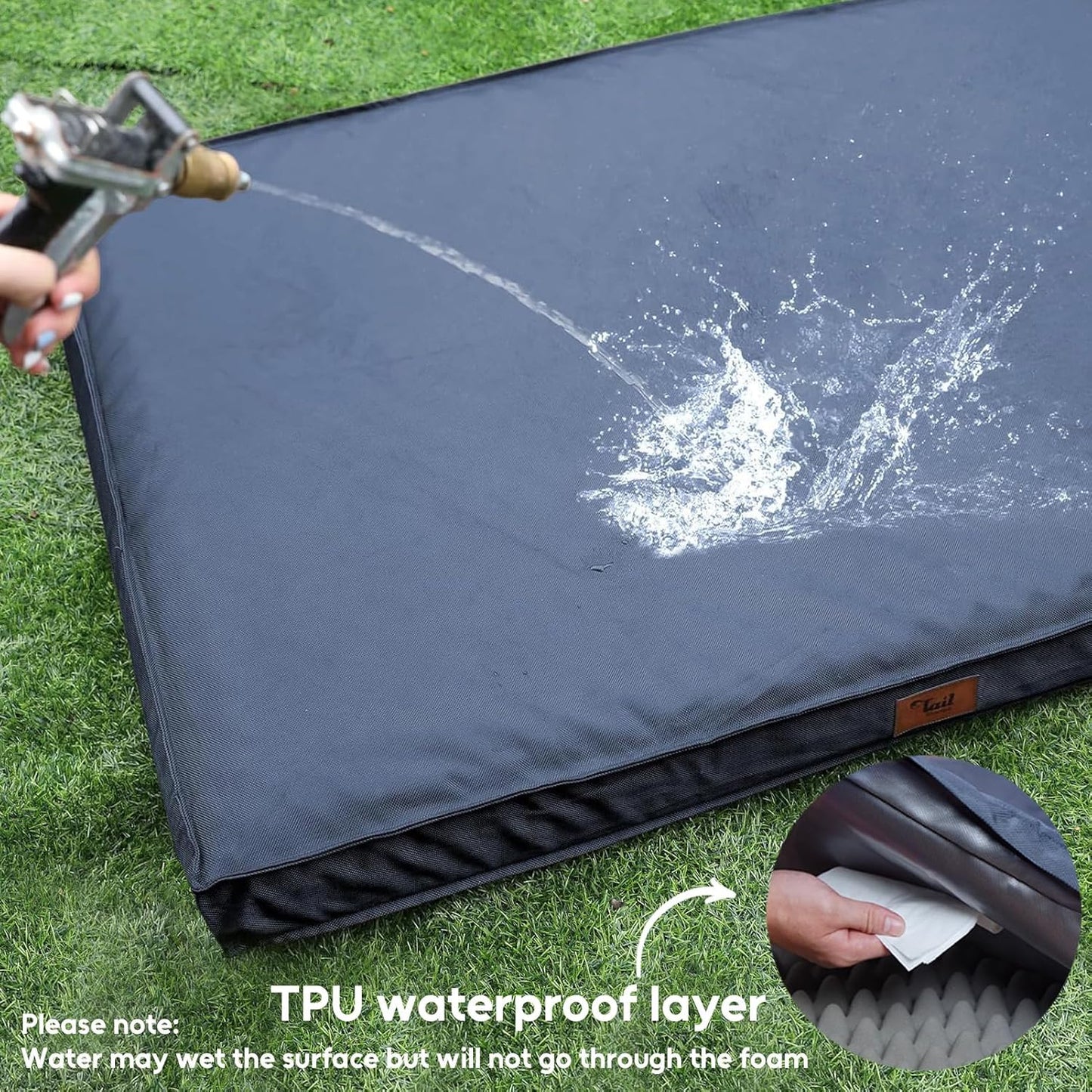 Outdoor Extra Large Dog Bed, Jumbo Waterproof Dog Bed for Large Dogs, Orthopedic Egg Foam Pet Bed Mat with Removable Oxford Cooling Cover, Navy