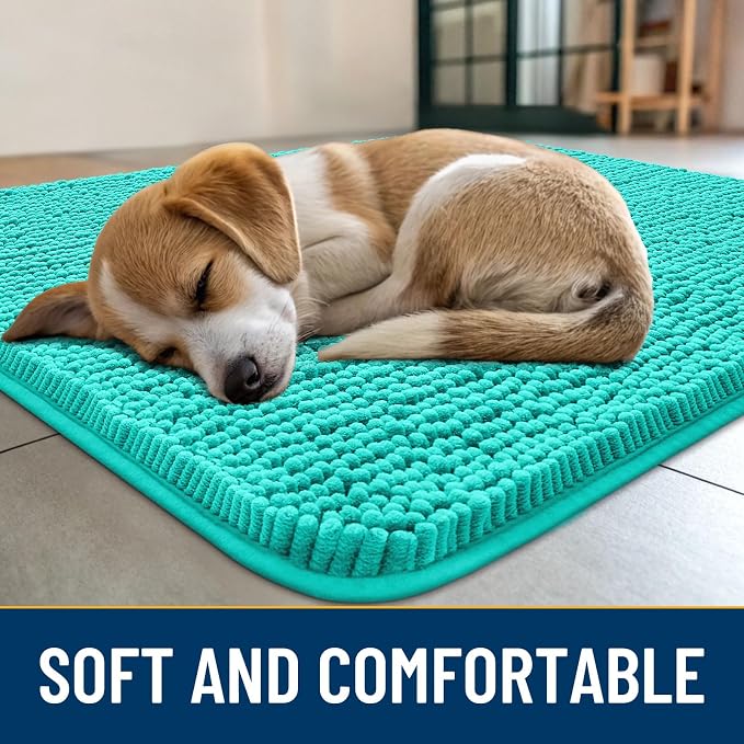 Smiry Dog Door Mat for Muddy Paws 54x32, Absorbent Dirt Trapper, Non-Slip