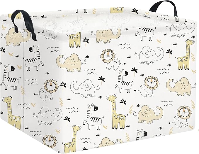 HIYAGON Baby Baskets kids Toy Basket for Boy and Girls Woodland Gift Basket Empty Cute Storage Bin Organizer Box Rectangular Animal Room Decor for Books(Animal)