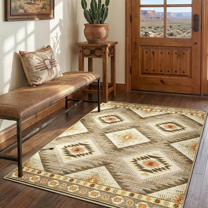 BESTSWEETIE Area Rug 3x5 Machine Washable Non-Slip Low Pile Print Pattern