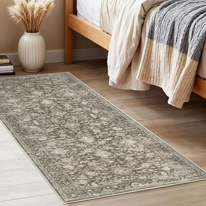 KILOCOCO Hallway Runner 2x5 Kitchen Runner Rug Printed Vintage Floral Washable