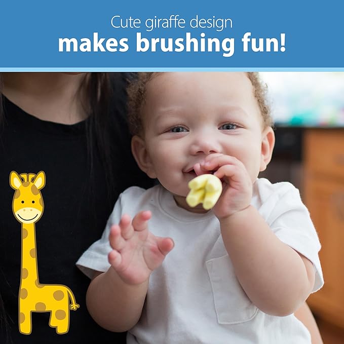 Dr. Brown's Infant-to-Toddler Training Toothbrush, Soft for Baby's First Teeth, Giraffe, 0-3 Years (Pack of 2)
