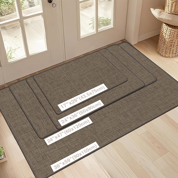 LEKEEPGO Ultra Thin Indoor Door Mat 36"x59", Low-Profile Door Mat Indoor