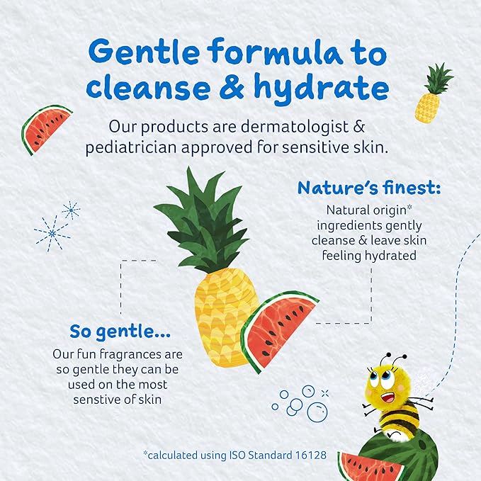Childs Farm, Kids Hair & Body Wash for Dry, Sensitive Skin, Watermelon & Organic Pineapple, Gently Cleanses, Vegan, Cruelty-Free, 16.9 fl oz