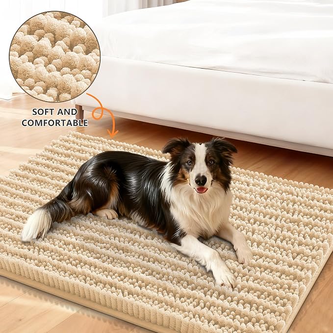 Smiry Dog Door Mat for Muddy Paws 40x32, Absorbent Dirt Trapper, Non-Slip
