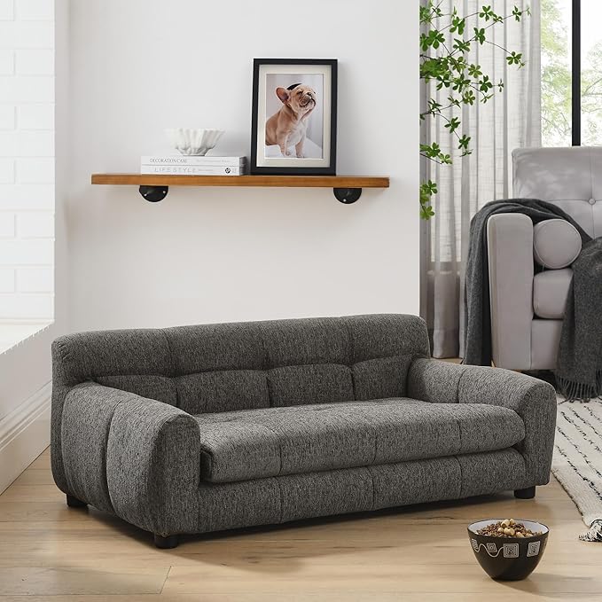Soft and Comfortable Dog Couch Bed,Elevated Large Dog Sofa with Backrest and Armrestsmodern Rectangular pet Sofas,pet Furniture. Dry Cleanable Fabric Furniture for Medium and Large Dogs (Gray)