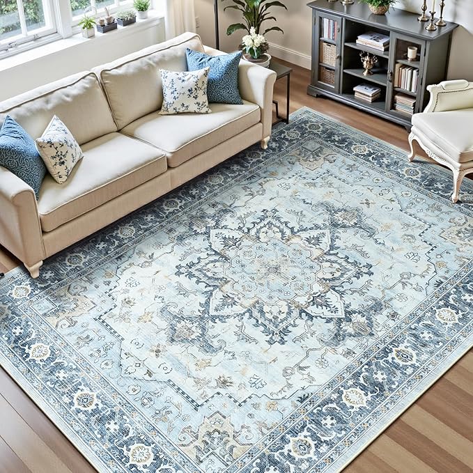 Lofus 9x12 Area Rugs for Living Room, Machine Washable Non-Slip Area Rug