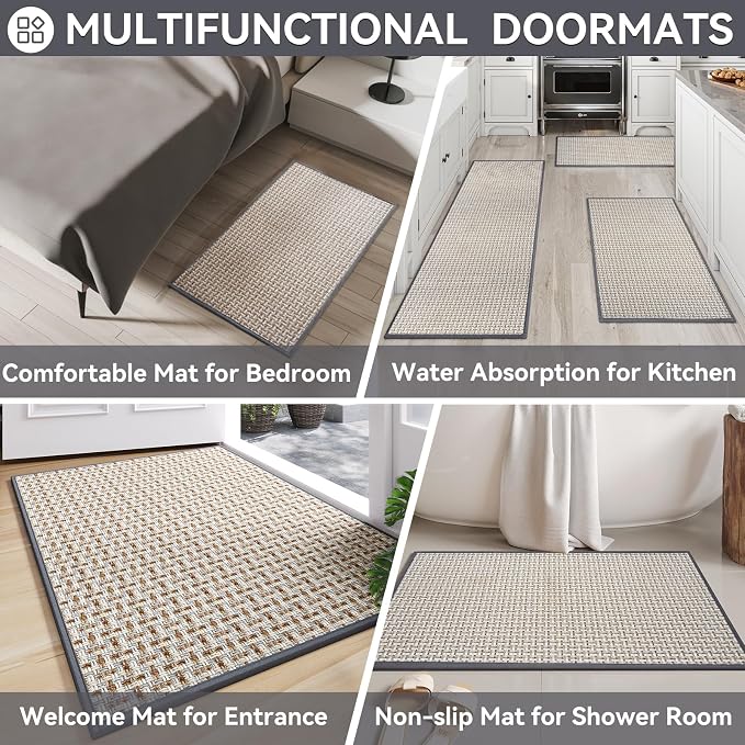 Indoor Door Mat 36x60 Dirt Resistant and Absorbent, Non-Slip Rubber Backing