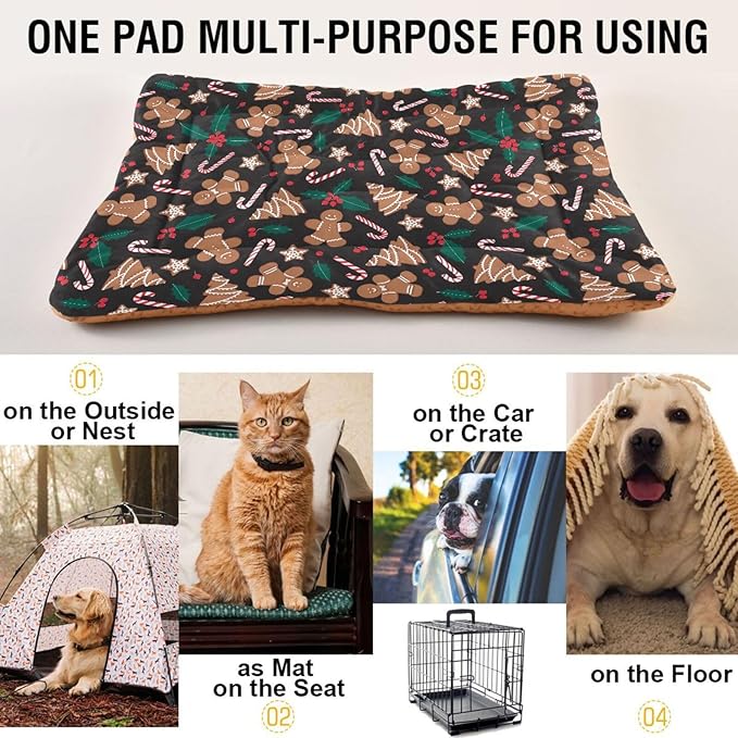 Pet Bed Cookie Gingerbread Man Dog Bed Mat Absorbing Non Slip Pad Pet Sleeping Mat for Small, Medium, and Large Dogs Puppy Cat 36 in x 24 in