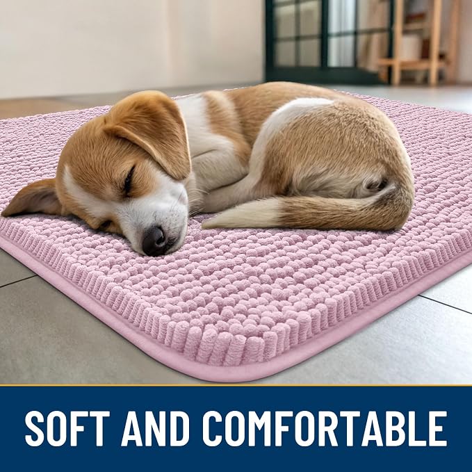 Smiry Dog Door Mat for Muddy Paws 47x24, Absorbent Dirt Trapper, Non-Slip