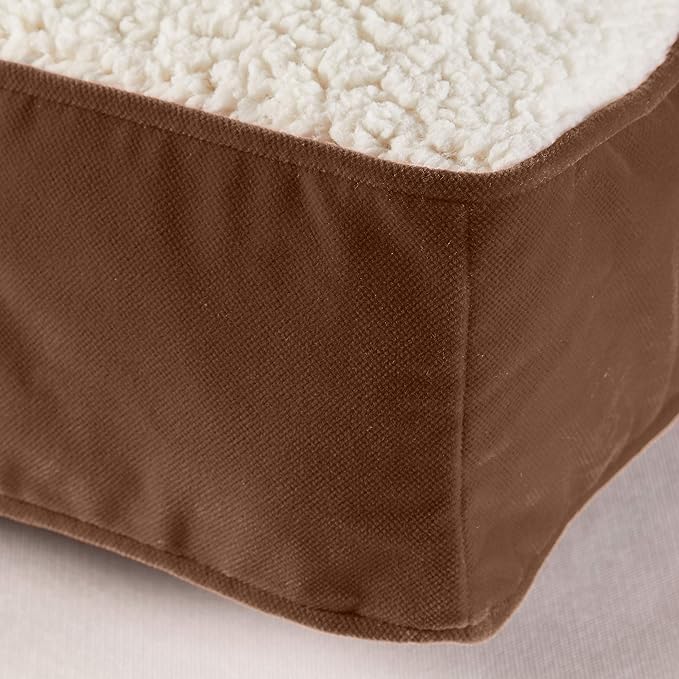 Happy Hounds Oscar Rectangle Orthopedic Foam Sherpa Dog Bed, Large (48 x 36 in.), Mocha