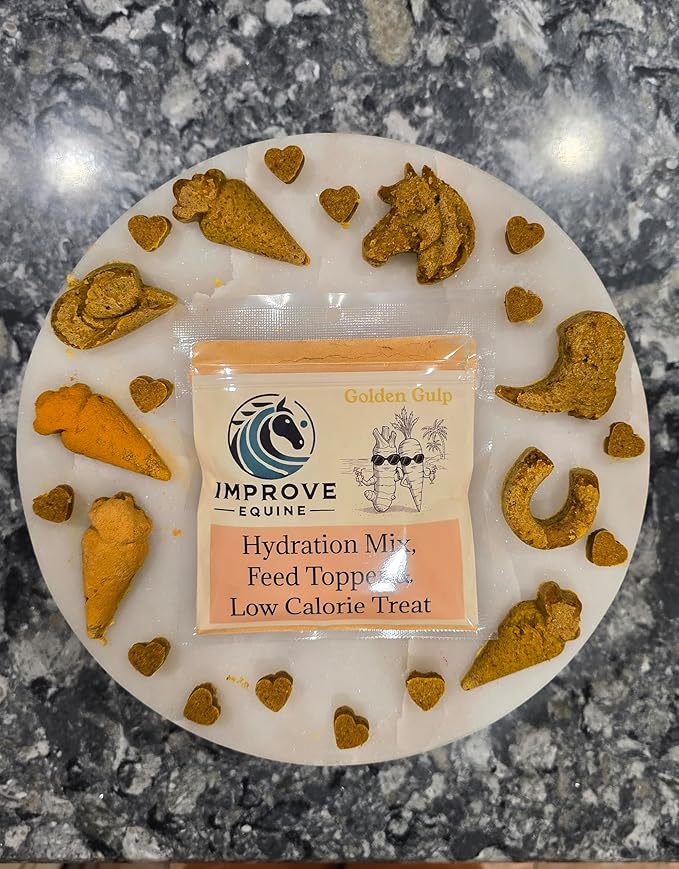 Low Calorie Hydration, Feed Topper & Treat | Safe, NO Electrolyte/Salt for Daily Intake | No Sugar Added | Hydration Support for Horses, Livestock & Dogs | 8 Servings | Golden Gulp