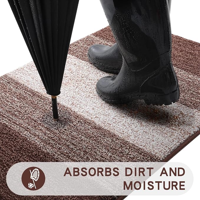 Kitinjoy Indoor Outdoor Door Mat, 59x36 Non-Slip Absorbent Dirt Trapper