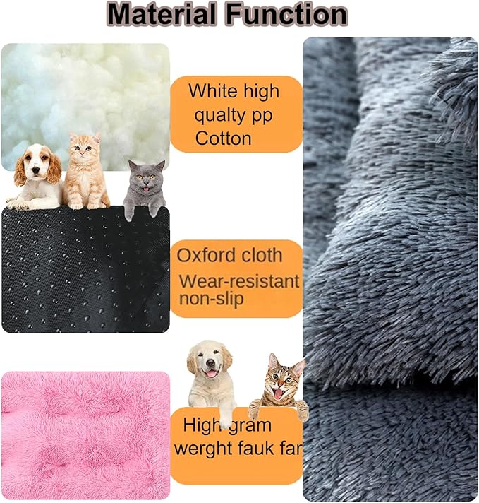 Dog Crate Mat, Dog Bed for Large Dogs, Comfy Fluffy Kennel Pad Anti-Slip for Dog beds & Furniture, Quilted Dog Bed for Pets for Medium/Small Dogs Cats (Color : Pink 3, Size : 16.9x11)