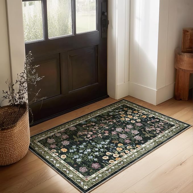 Machine Washable Throw Rugs for Entryway: Door Mat Indoor Entrance 2x3 Rug