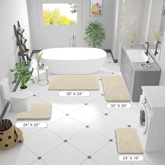 OLANLY Bathroom Runner Rugs 44x24, Extra Soft Absorbent Chenille Bath Rugs