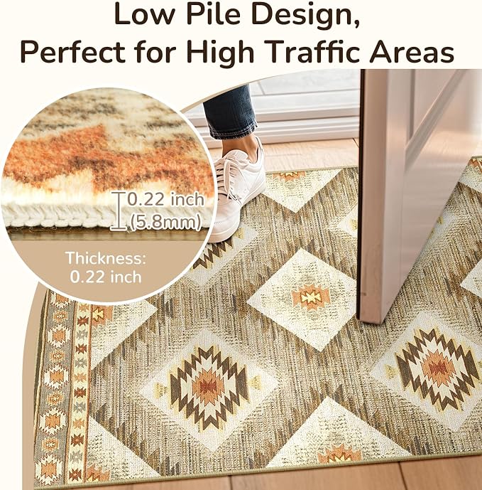 BESTSWEETIE Area Rug 3x4 Rug Machine Washable Non-Slip Low Pile Print Pattern