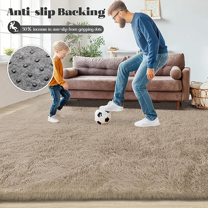 2x6 Runner Rug for Bedroom: Fluffy Shag Soft Washable Rugs Small Fuzzy Plush Indoor Carpet for Hallway Bedside Dorm Kids Girls Boys Room (Camel, 2'x6')