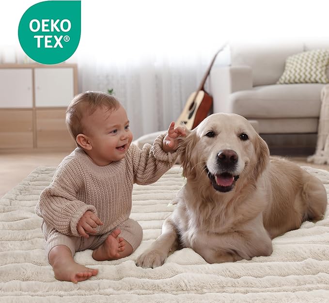 Chicute Waterproof Dog Blanket for Bed, Luxury Plush Washable Large Dogs Blankets for Furniture Protection, Super Soft Calming Pet Blanket (Beige, 60"x80")