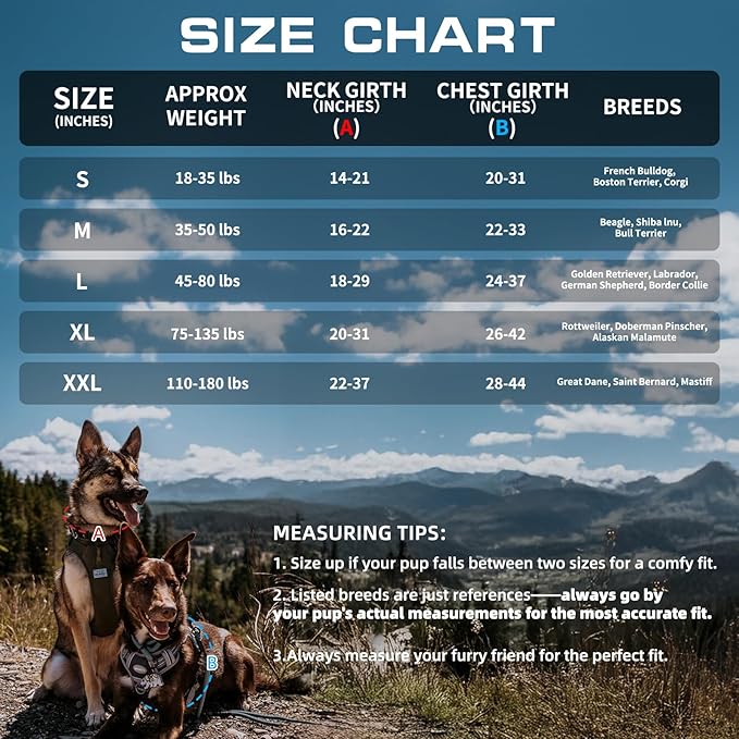Auroth Tactical Harness for Large Dogs No Pull Adjustable Pet Harness Reflective Working Training Easy Control Pet Vest Military Service Dog Harnesses Black L