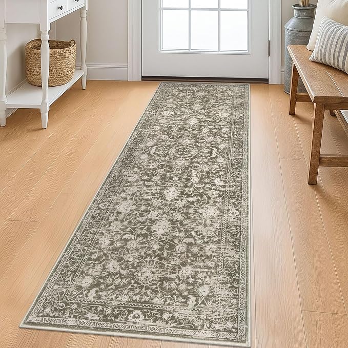 KILOCOCO Hallway Runner 2x6 Rug Runner Printed Vintage Floral Washable Kitchen