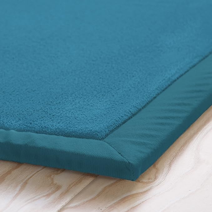 Loartee Coral Velvet Crawling Rug (6'8"x9'8", Blue) for Toddler Children Play Area Rugs Yoga Mat Exercise Pads Carpet