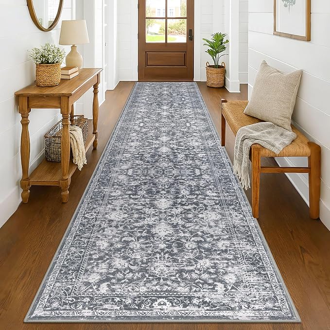 KILOCOCO Runner for Hallway 3x14 Runner Rug Printed Vintage Floral Washable Rug