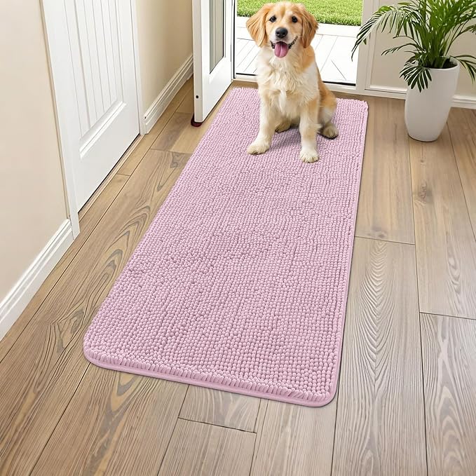 Smiry Dog Door Mat for Muddy Paws 47x24, Absorbent Dirt Trapper, Non-Slip
