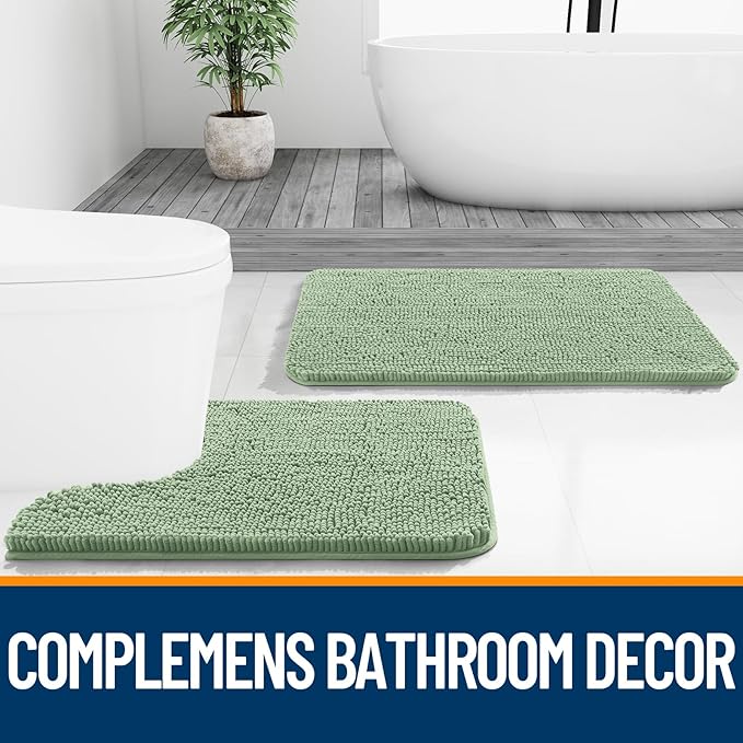 OLANLY Bathroom Rugs 36x24, Extra Soft Absorbent Chenille Bath Rugs, Rubber